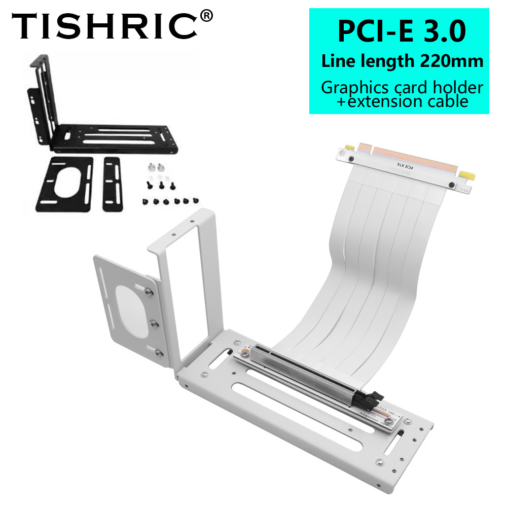 TISHRIC 20cm Full Speed 3.0 PCIE X16 Copper Cable Shielded Extender for GPU Graphics Card Extension Riser Pliable Cable Holder