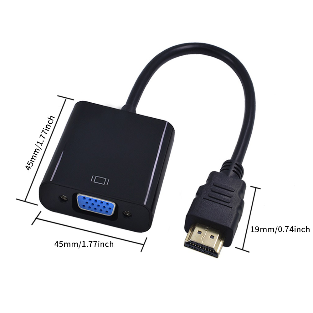 TISHRIC HDMI-compatible to VGA Cable with Power and Audio 1080P HD Digital to Analog Converter Cable for PC Laptop