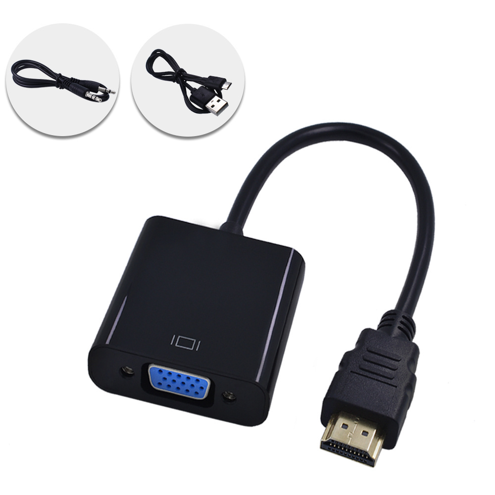 TISHRIC HDMI-compatible to VGA Cable with Power and Audio 1080P HD Digital to Analog Converter Cable for PC Laptop