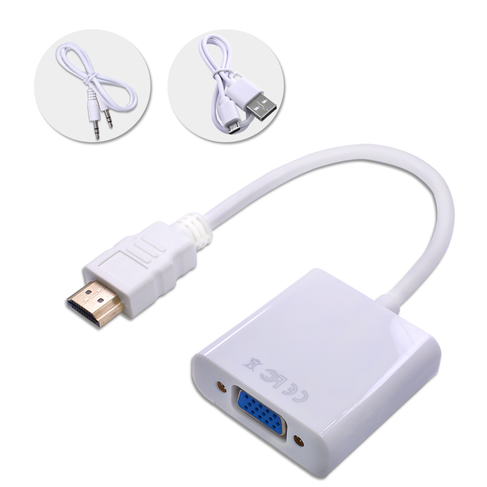 TISHRIC HDMI-compatible to VGA Cable with Power and Audio 1080P HD Digital to Analog Converter Cable for PC Laptop