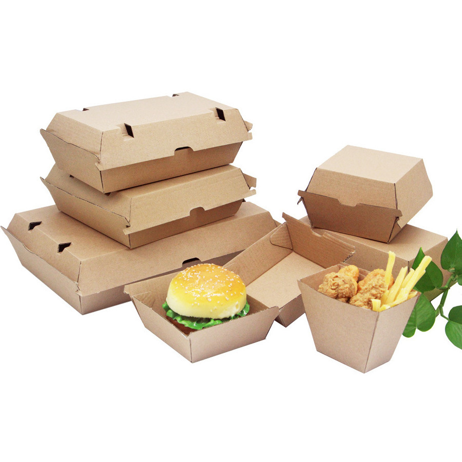 Wholesale Hamburger Packaging Box Hard Cardboard Custom Takeaway Burger Box For Fast Food