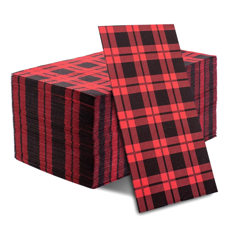 China Supplier Sustainable Eco Friendly Products Red Black Thick Luxury Logo Linen Napkins Guest Towel