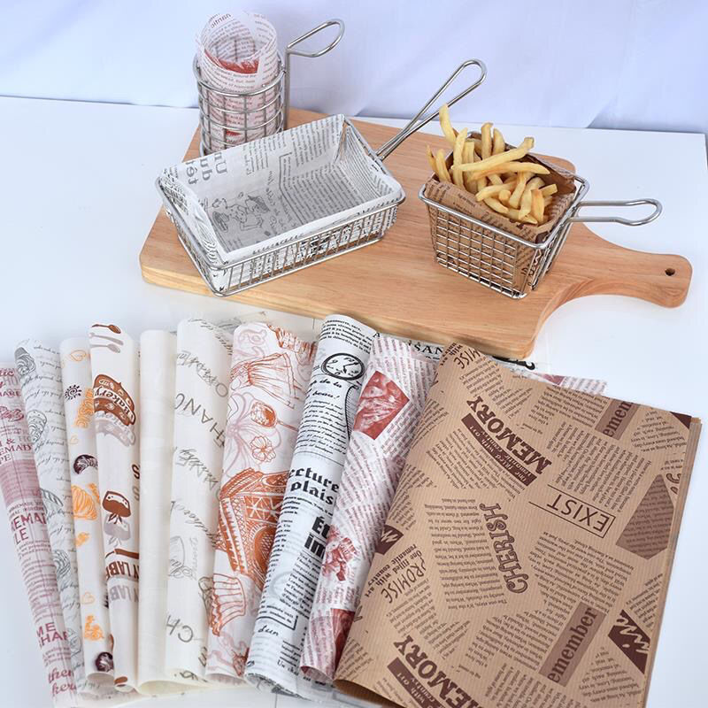 Food grade non stick heat resistant water proof oil proof parchment paper disposable printed paper liner greaseproof paper