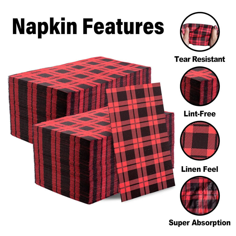 China Supplier Sustainable Eco Friendly Products Red Black Thick Luxury Logo Linen Napkins Guest Towel