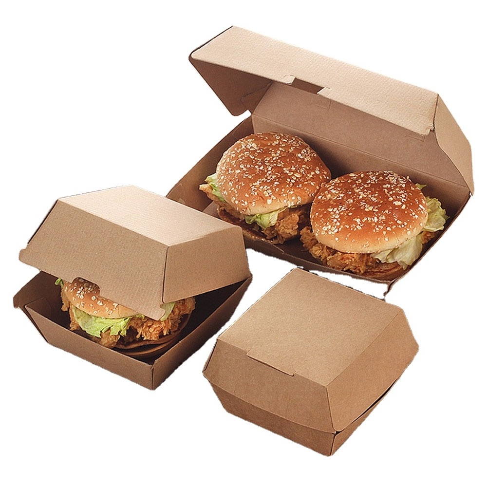 Wholesale Hamburger Packaging Box Hard Cardboard Custom Takeaway Burger Box For Fast Food