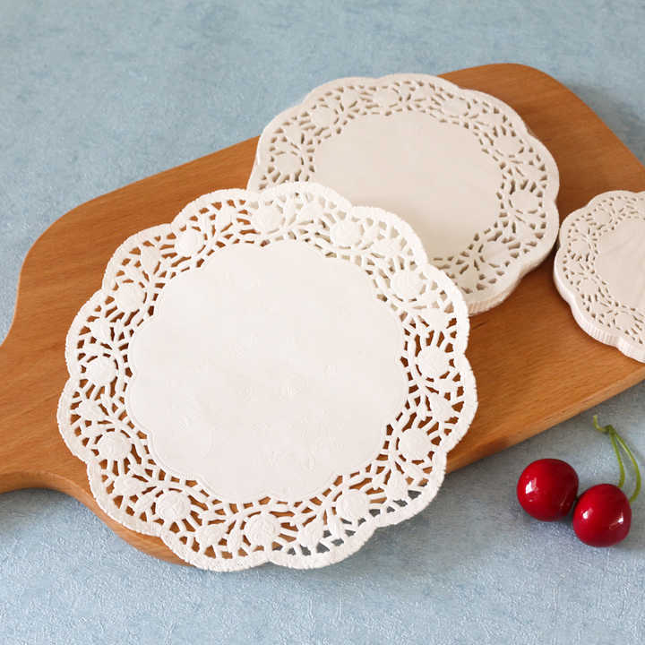 Disposable Greastproof Mini White Round Placemats Lace Paper cake Coffee Cup Doilies Plate Doilies