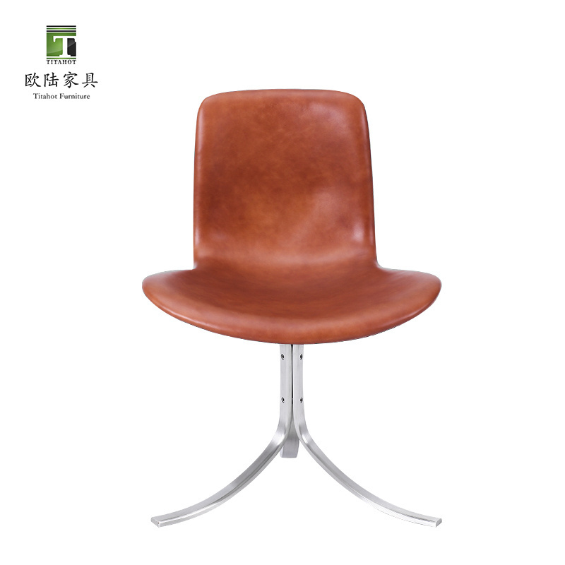 Modern simple design office lounge chairs leather restaurant PK9 chairs armless leisure dining chairs