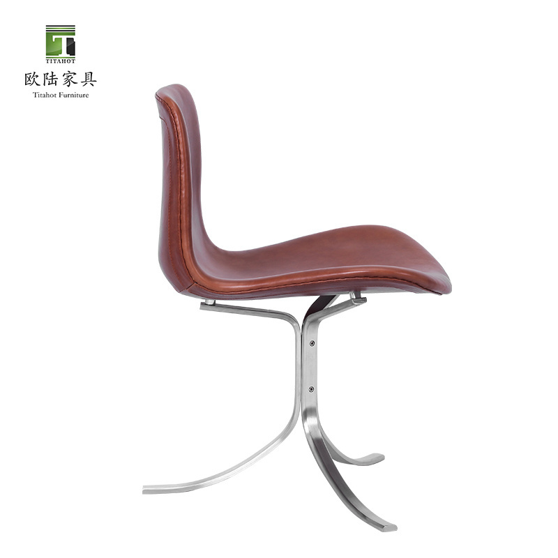 Modern simple design office lounge chairs leather restaurant PK9 chairs armless leisure dining chairs