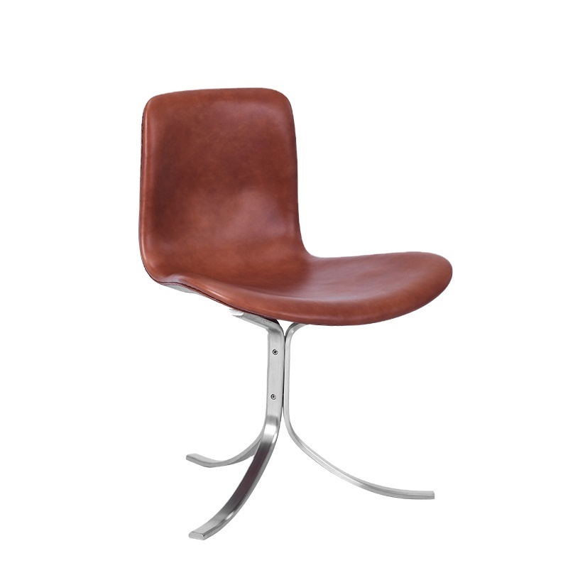 Modern simple design office lounge chairs leather restaurant PK9 chairs armless leisure dining chairs