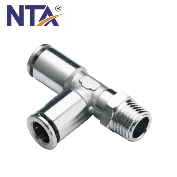 High Quality T Type copper press fittings Pneumatic Metal Fittings Brass 3 Way Copper Elbow Fitting