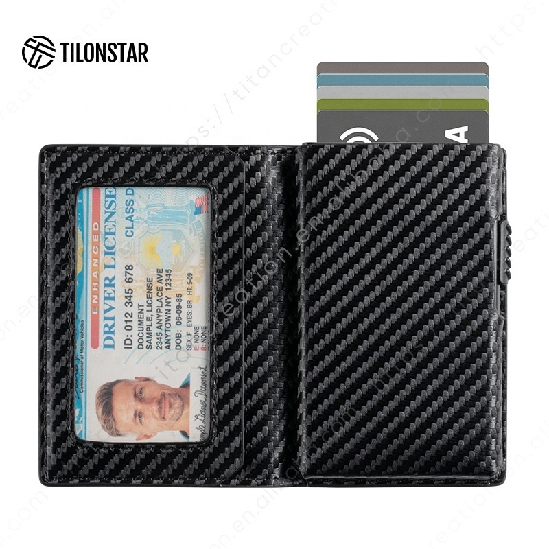 New Unique Leather Aluminum Card Case RFID Blocking Anti-Theft Wallet Credit Card Holder For Men