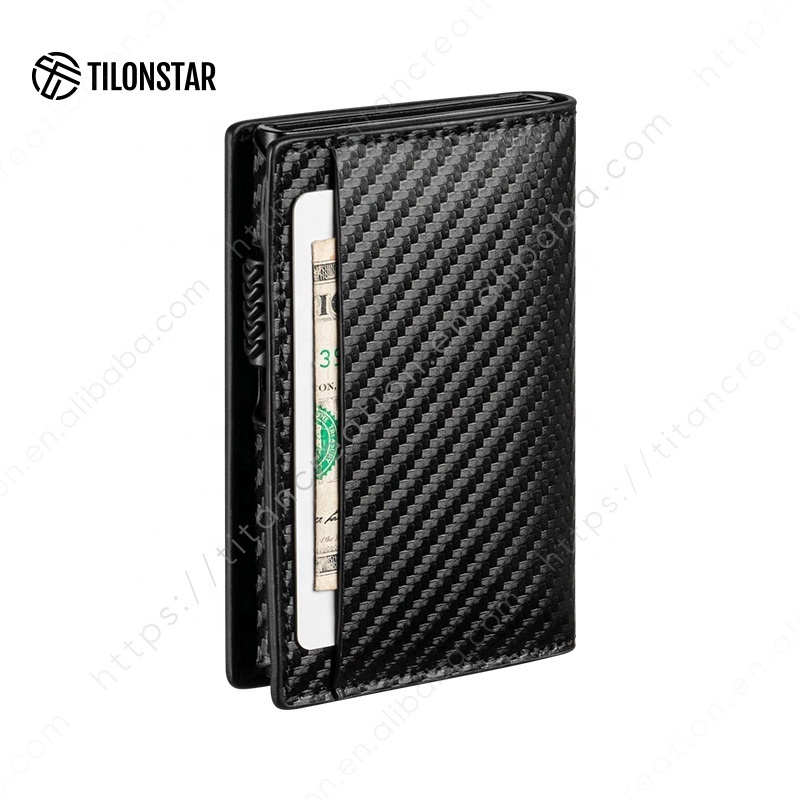 New Unique Leather Aluminum Card Case RFID Blocking Anti-Theft Wallet Credit Card Holder For Men