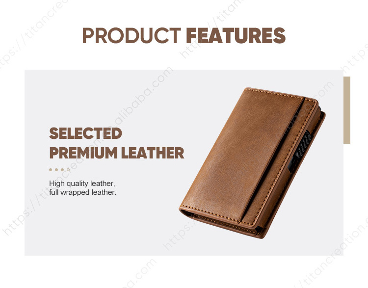 New Unique Leather Aluminum Card Case RFID Blocking Anti-Theft Wallet Credit Card Holder For Men