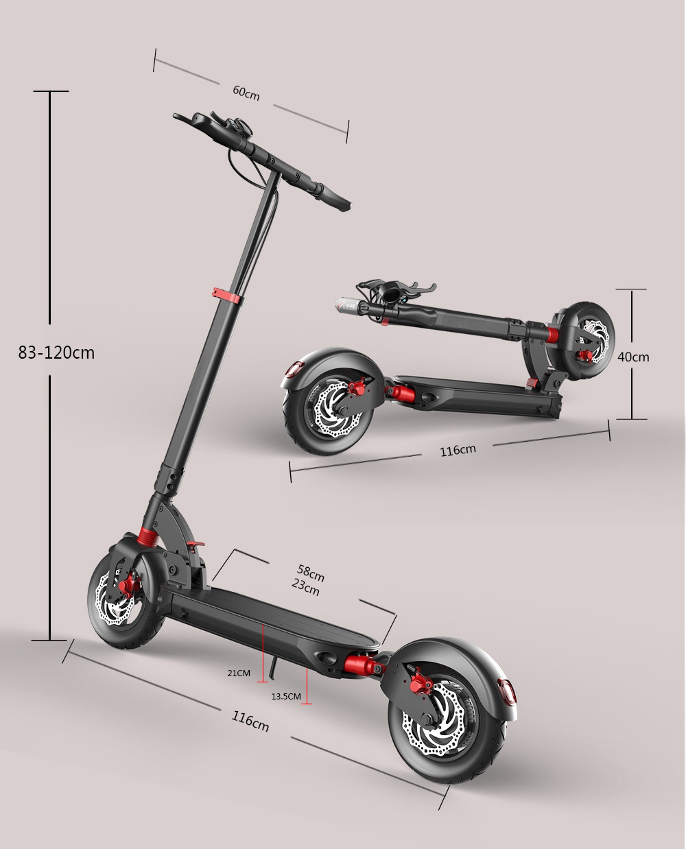 Unicool T10 500W 36V 38Km/H Folding Powerful Two Wheels Fast Electric Scooters For Adults