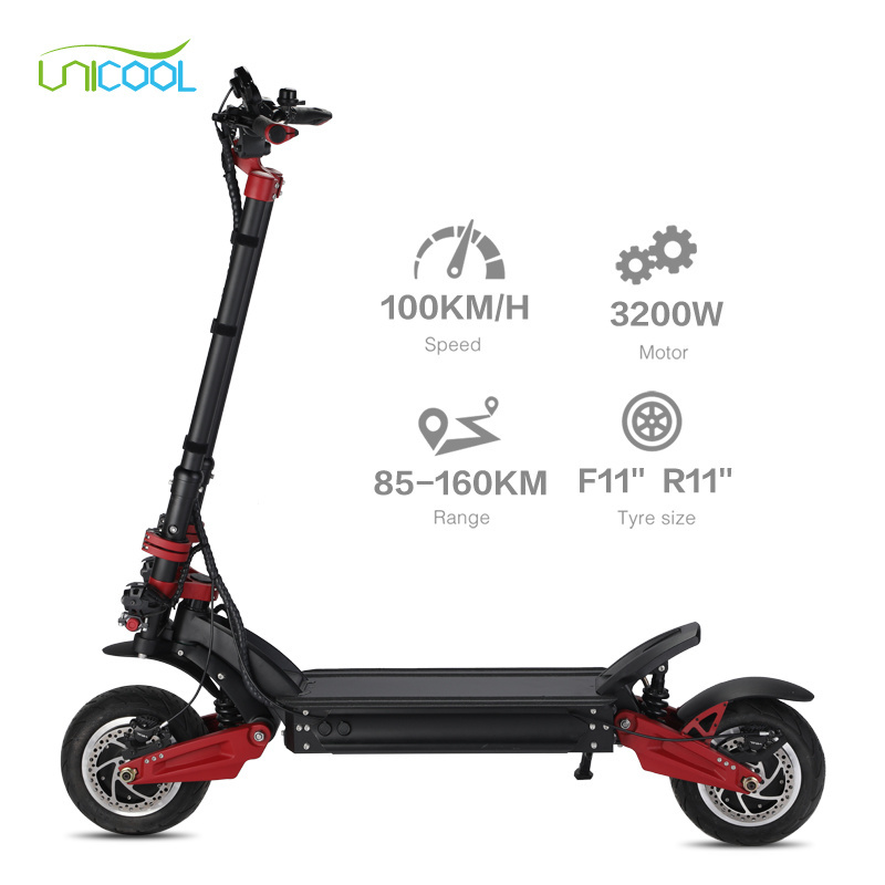 Unicool 3200w 72v 100kph powerful damping big wheel fastest zero 11x electric scooter for Adult