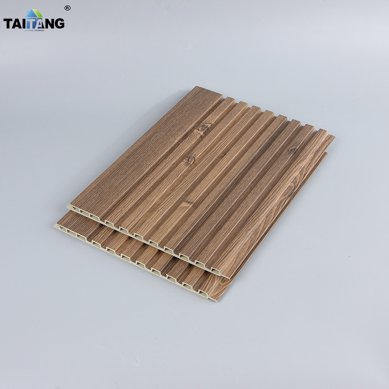 160*24Mm Wooden Grain Louver Pvc Wpc Wall Panels Designs For Decoration