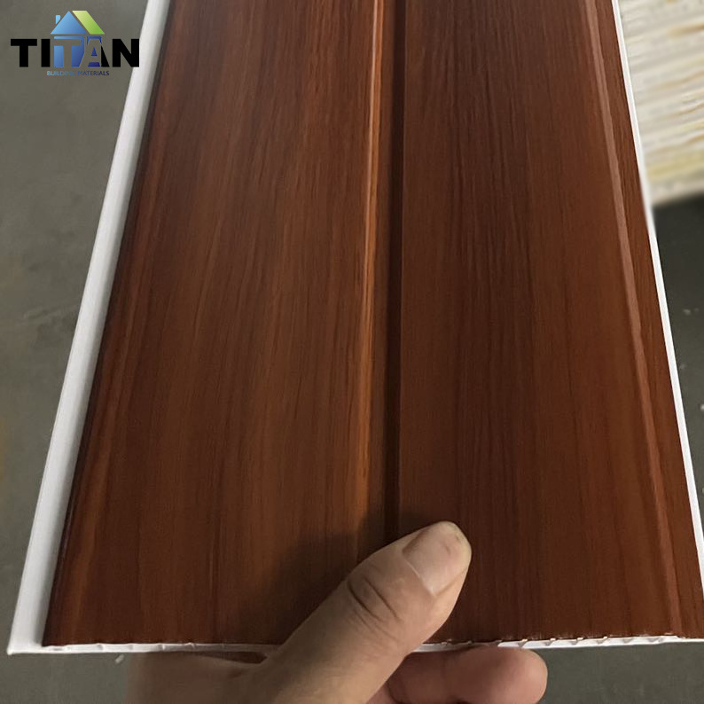 200*7.5mm Panama Wood Affect Pvc Wall Panel Plain Ceiling Wooden Pared Panel Pvc