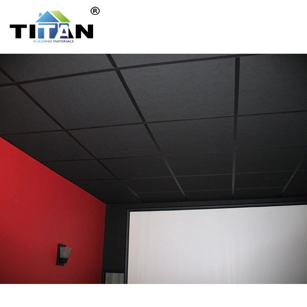 600 X 1200 Acoustic Mineral Fiber Drop Ceiling Insulated Black Ceiling Tiles