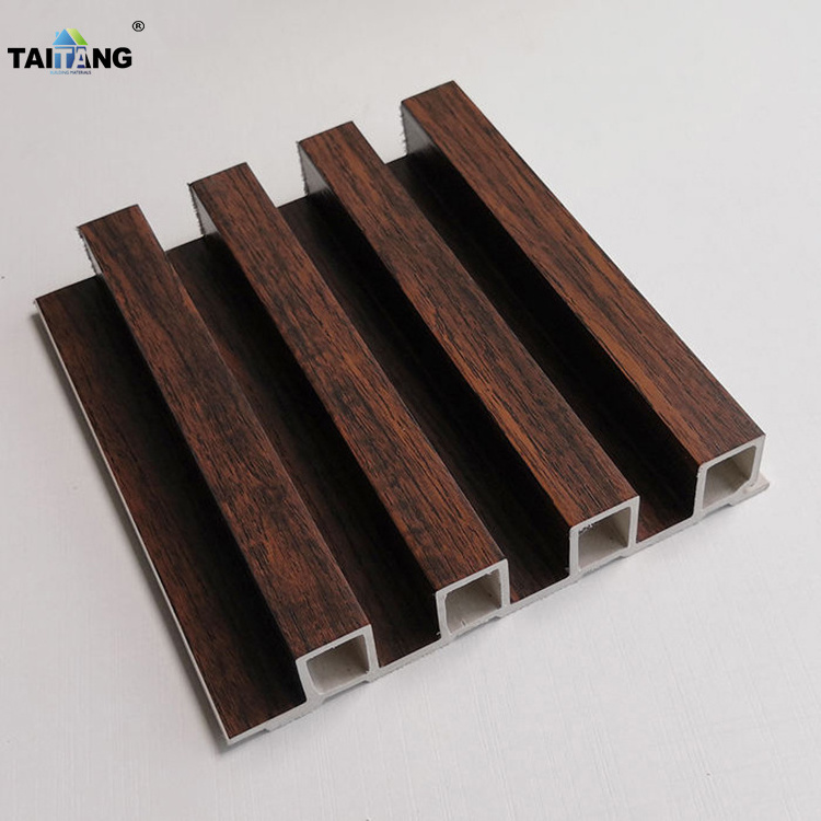 Grey Wooden Slat Wall Panels Wainscot Wall Cladding Interior Decorative Wpc Wall Panel