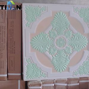 Bolivia Plaster Flower Design 60*60 Vinyl Coated Gypsum Ceiling Tiles