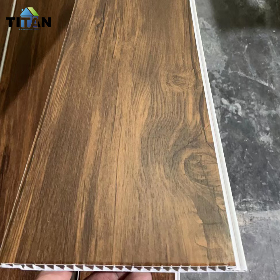 200*7.5mm Panama Wood Affect Pvc Wall Panel Plain Ceiling Wooden Pared Panel Pvc