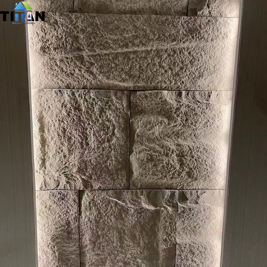 1200X600X50Mm Indoor Pu Stone Polyurethane Artificial Stone Culture Replacement Alternative Stone Pu Wall Panel