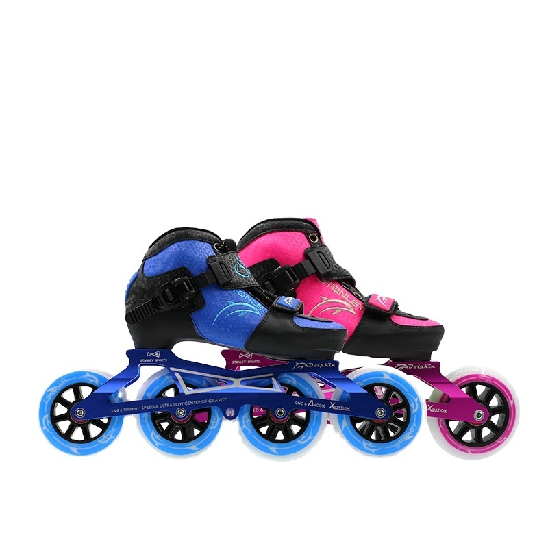 Factory Production Custom OEM Kids Adjustable 4 Size Boot Both 3&4 Wheel Nylon Fiber Roller Inline Speed Skates