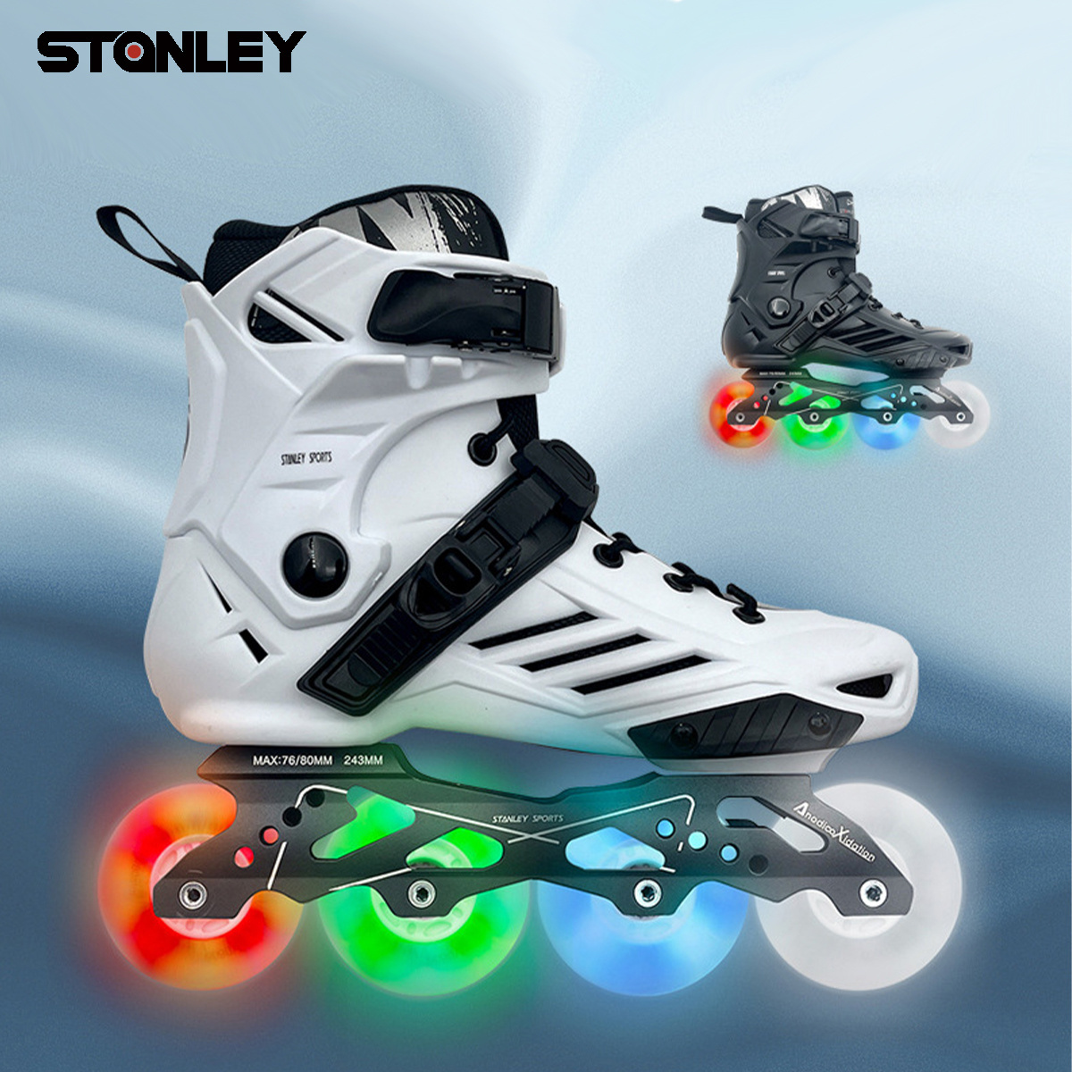 Cheap Professional Flash Land Roller Skates 4 Wheels Adults Youth Luminous Slalom Hard Shell Black White Inline Skates