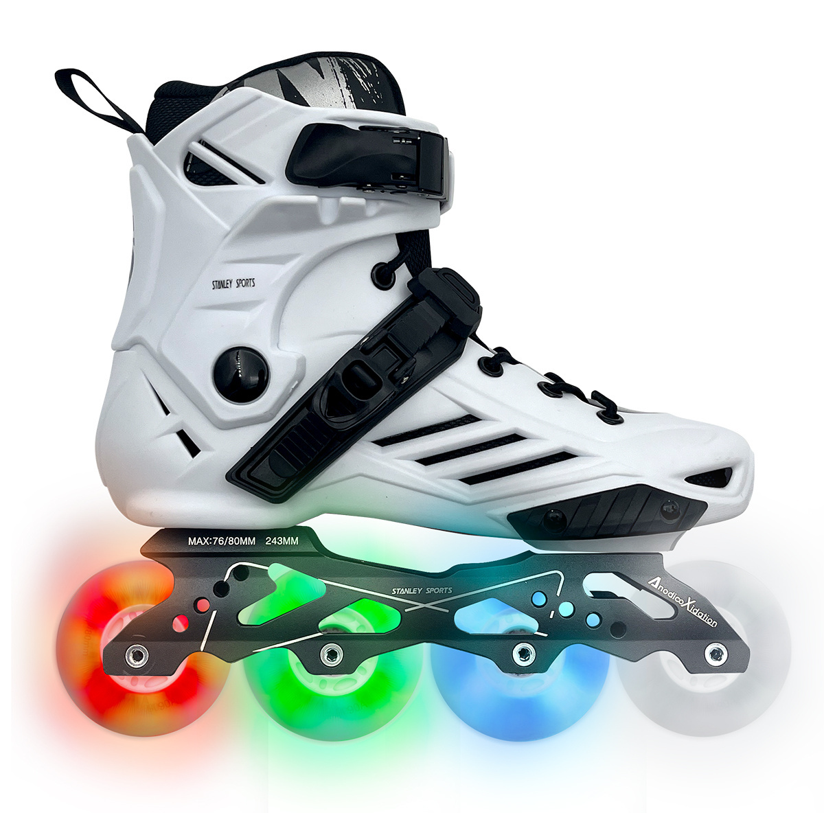 Cheap Professional Flash Land Roller Skates 4 Wheels Adults Youth Luminous Slalom Hard Shell Black White Inline Skates