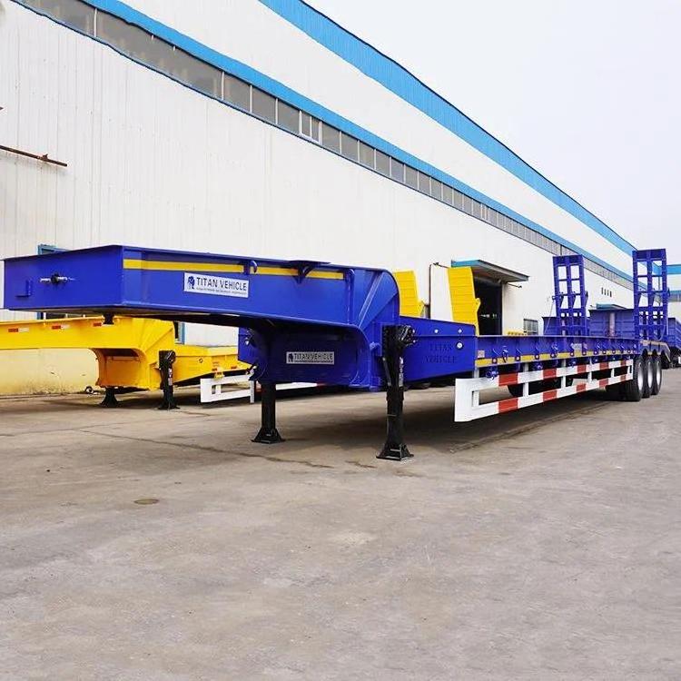 Excavator Low bed trailer low loader 3 axle 60/70/80 tons lowbed truck semi trailer for sale