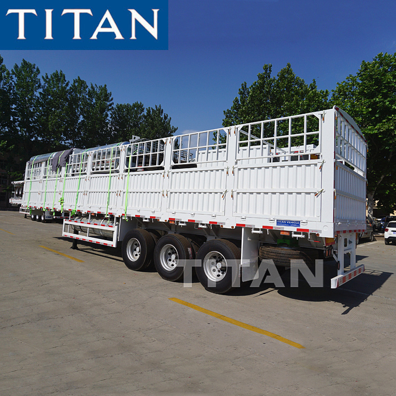 60T sugar cane livestock cattle pig animal transport trailer cargo trailers for sale