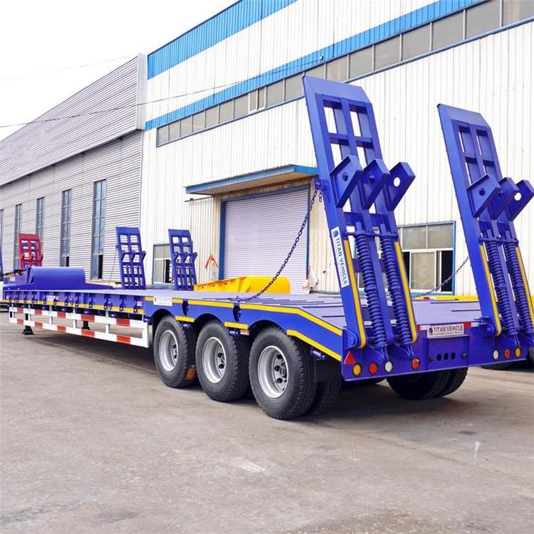 Excavator Low bed trailer low loader 3 axle 60/70/80 tons lowbed truck semi trailer for sale