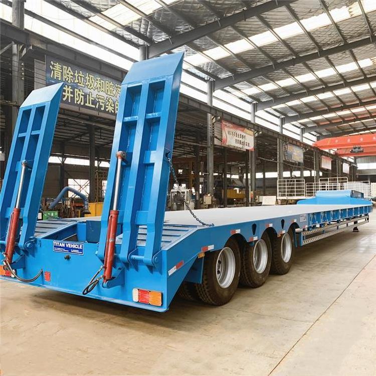 Excavator Low bed trailer low loader 3 axle 60/70/80 tons lowbed truck semi trailer for sale