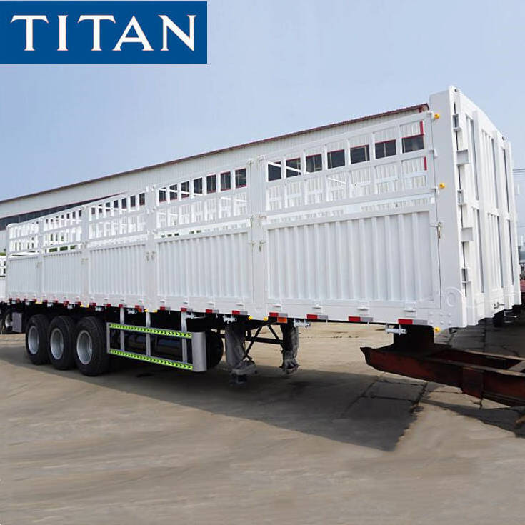 60T sugar cane livestock cattle pig animal transport trailer cargo trailers for sale