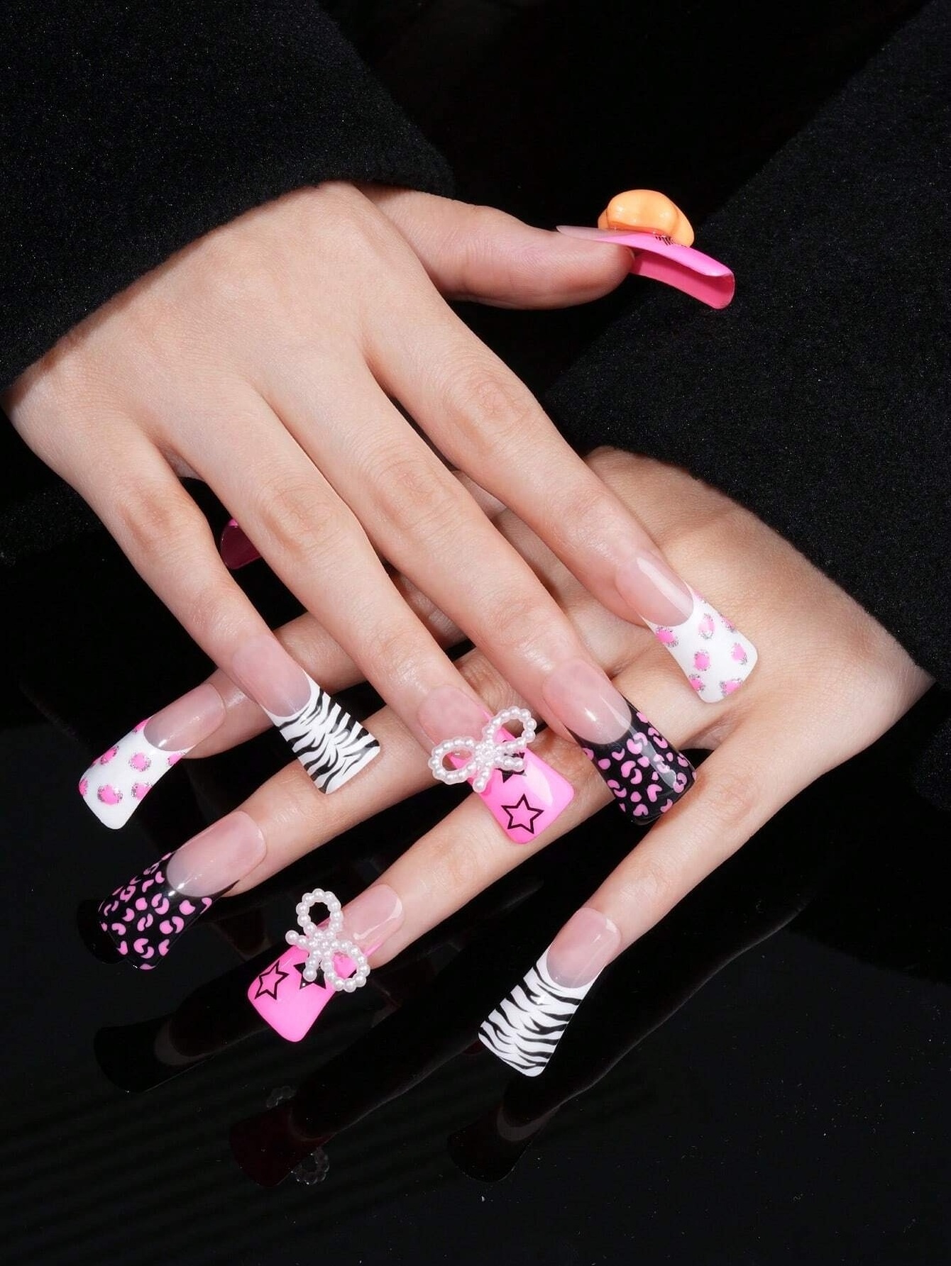 Hot Sale Handmade Reusable Printed False Nails Custom Acrylic Press On Nails Painting Artificial  Nails For Ladies