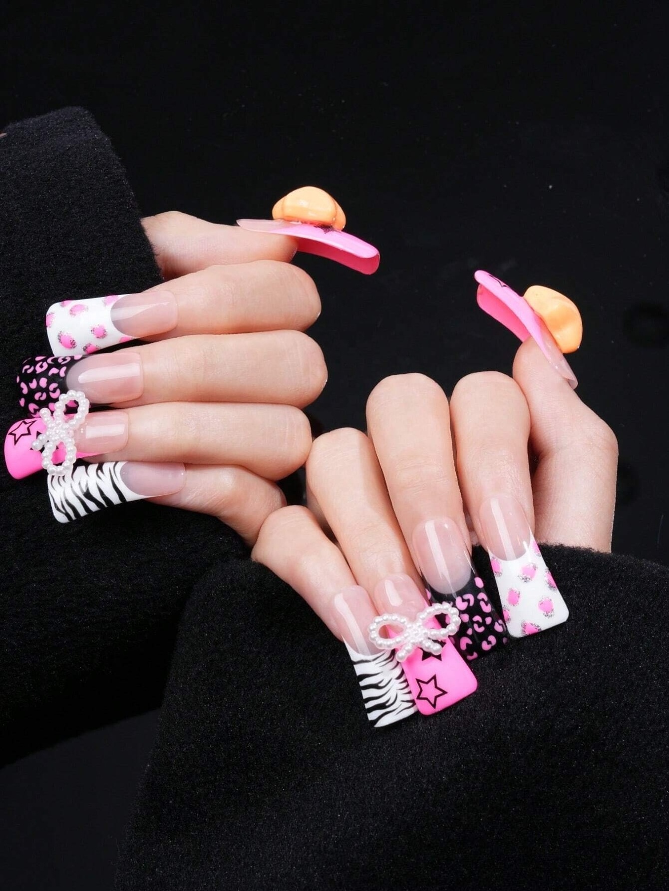 Hot Sale Handmade Reusable Printed False Nails Custom Acrylic Press On Nails Painting Artificial  Nails For Ladies