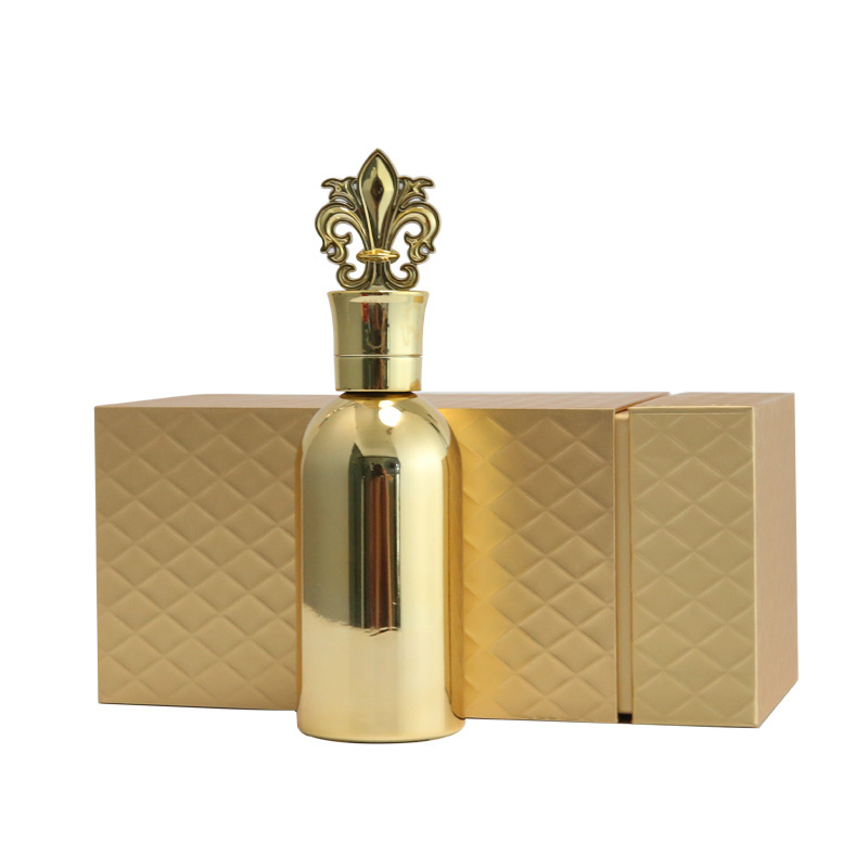 Luxury Cosmetic Round Bottom Gold Body Empty Glass Perfume Bottle, 100ml Perfume Bottles With Noble Gold Gift Box!