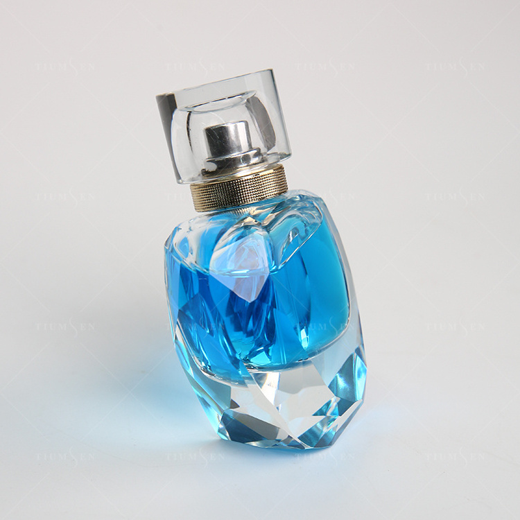 Fancy Parfum Botol Custom Crimp Neck Diamond Heart Shape Empty 30ml 35 ml 45ml 75ml 100ml Glass Perfume Bottle