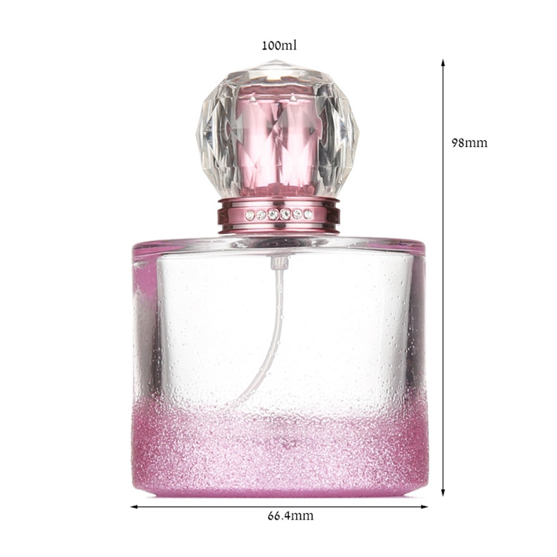 Wholesale 50ml 80ml 100ml Cosmetic Pink Cylindrical Empty Refillable Clear Glass Perfume Bottle With Pump