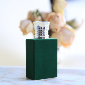 Funny 30ml 50ml Square Spray 50 Ml 85 Ml Glass Parfum Botol Surface Flocking Green Small Glass Personalized Perfume Bottle