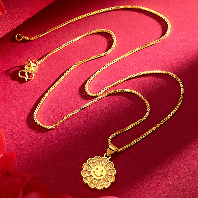 Popular Gold-Plated Sunflower Pendant Necklace Luxury Brass Jewelry for Engagement Parties Anniversaries and Gifts