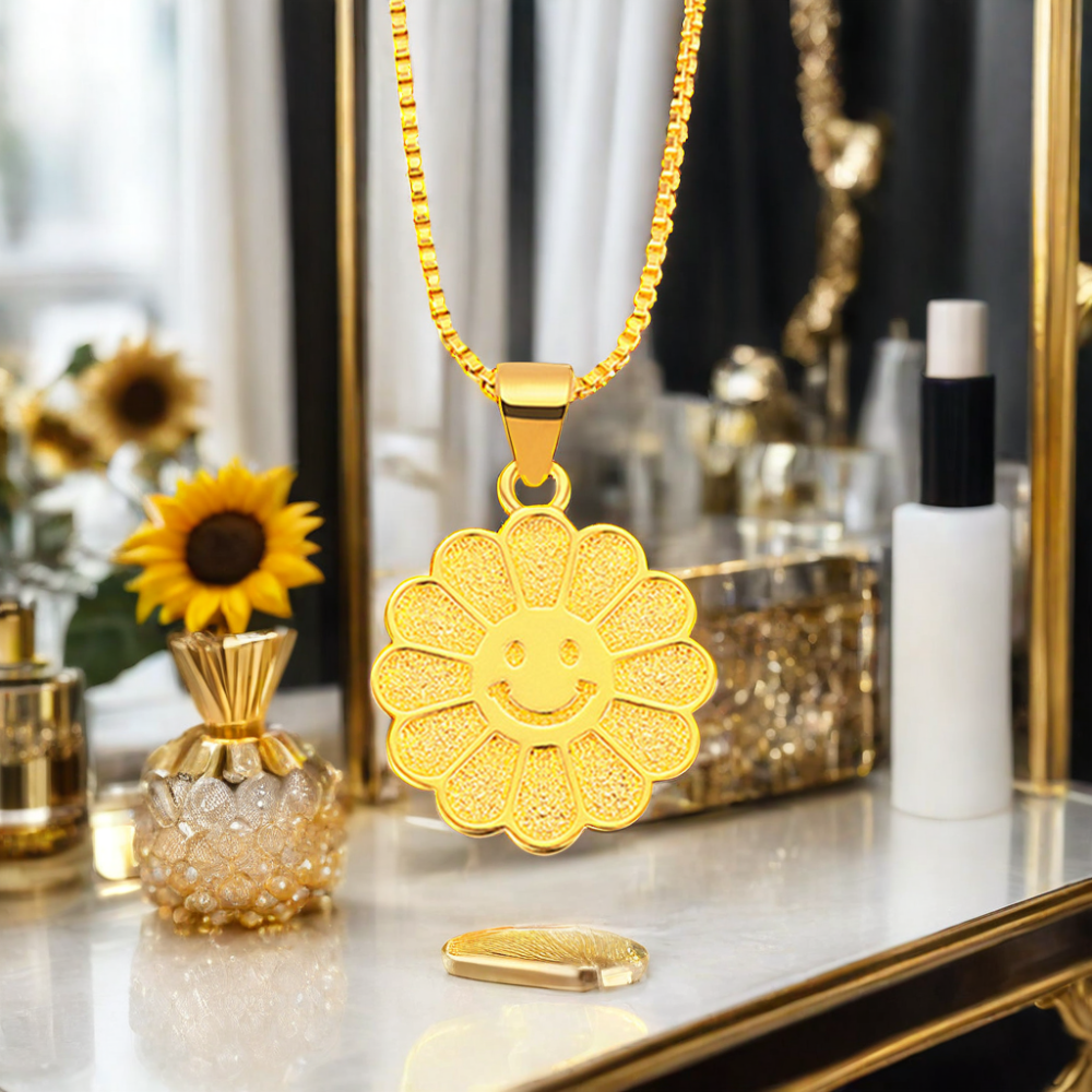 Popular Gold-Plated Sunflower Pendant Necklace Luxury Brass Jewelry for Engagement Parties Anniversaries and Gifts