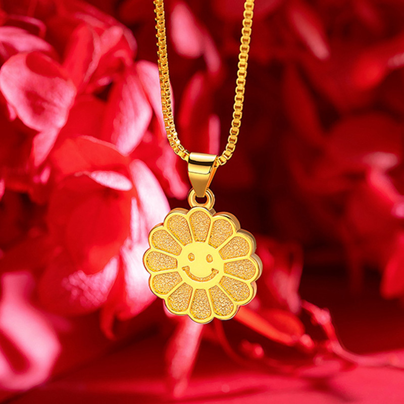 Popular Gold-Plated Sunflower Pendant Necklace Luxury Brass Jewelry for Engagement Parties Anniversaries and Gifts