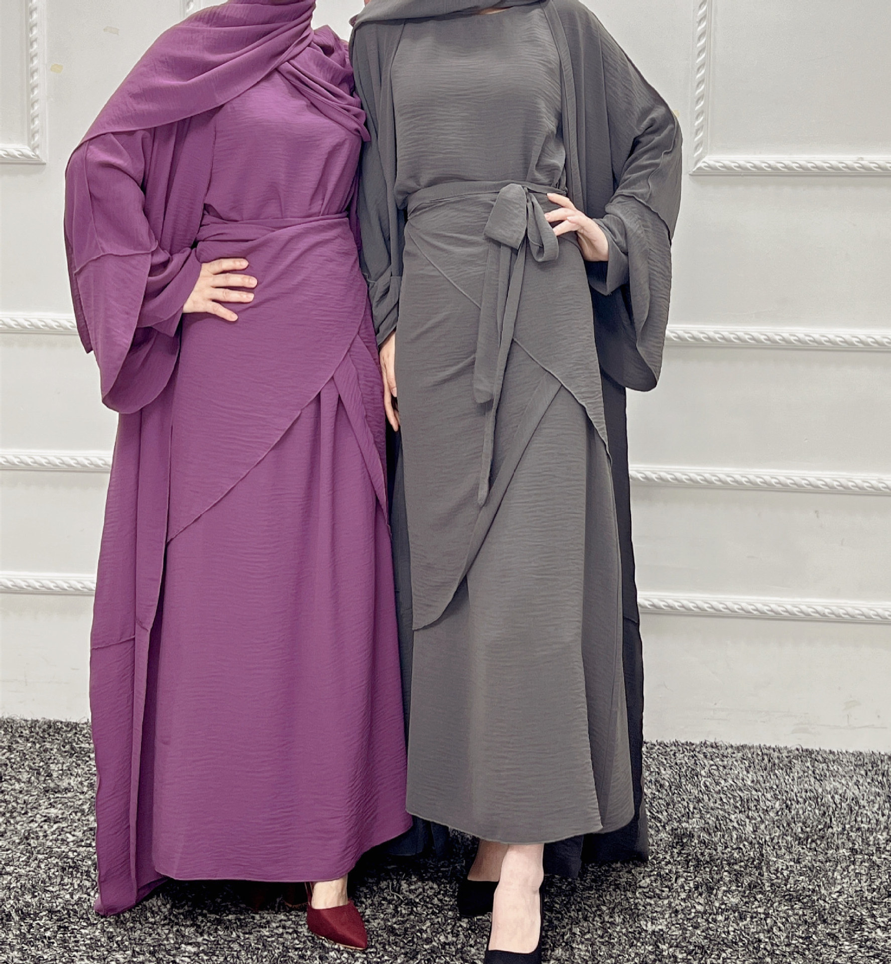 Elegant Fashion Summer Ladies Casual Dress Satin Abaya Muslim Long Dresses for Women