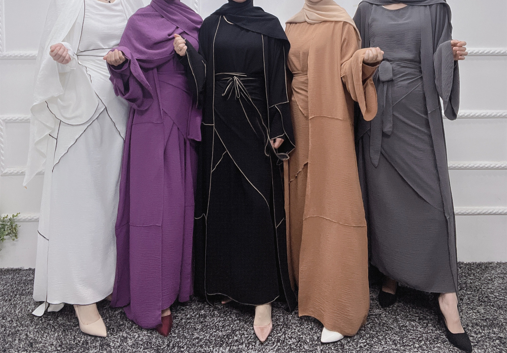 Elegant Fashion Summer Ladies Casual Dress Satin Abaya Muslim Long Dresses for Women