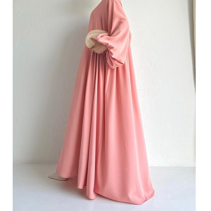 Chiffon Custom Dubai Solid Color Simple Modest Islamic Clothing Abaya Muslim Dresses For Women Abaya