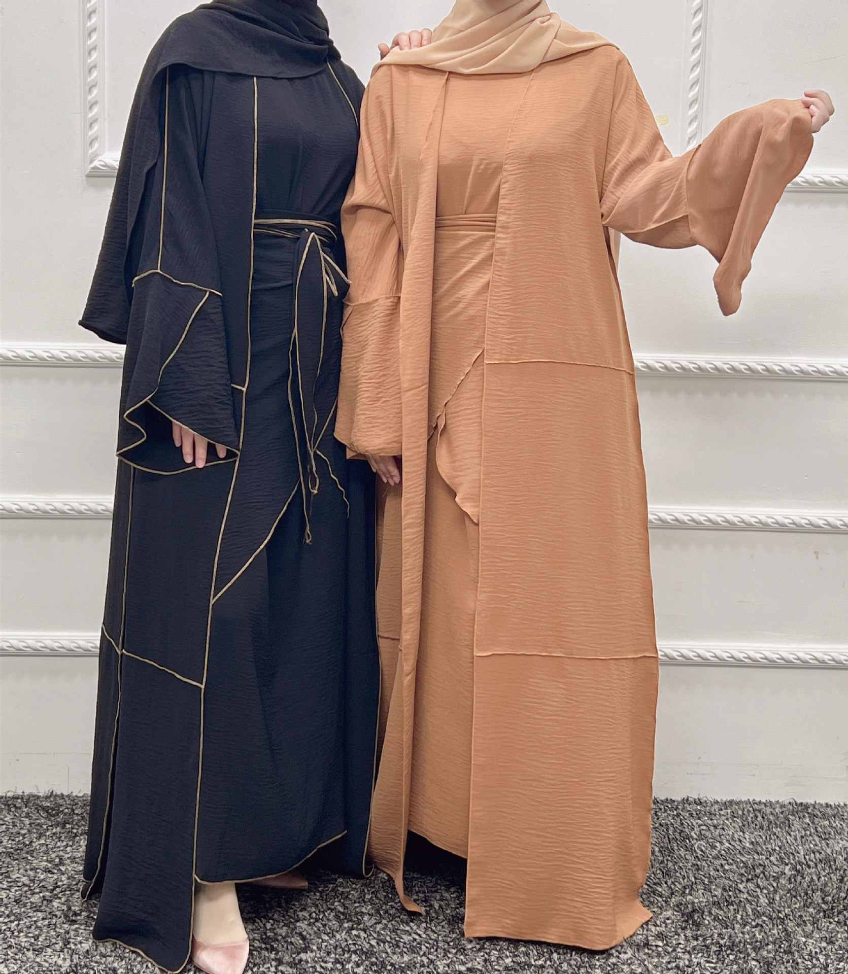 Elegant Fashion Summer Ladies Casual Dress Satin Abaya Muslim Long Dresses for Women