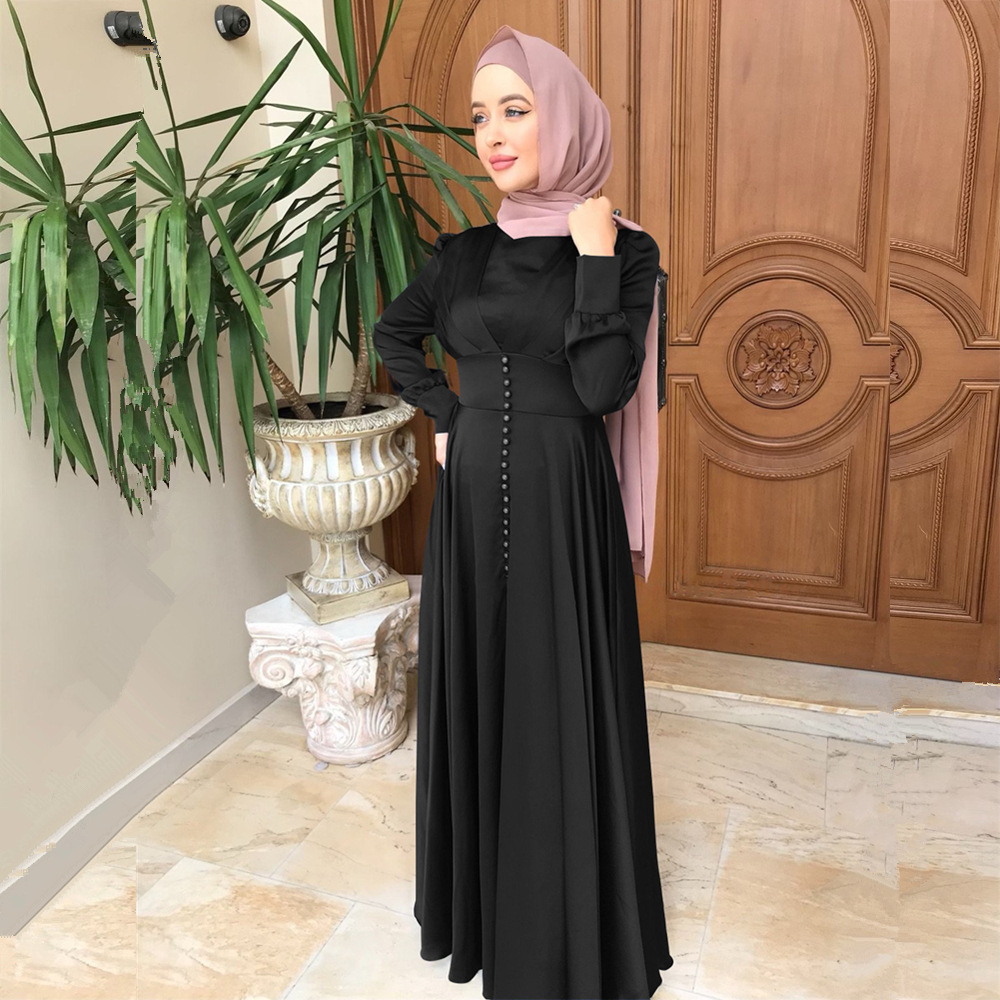 2024 Dubai Satin Modest Muslim Women Clothing Long Dresses Arabic Abaya Turkey Hijab Abaya Muslim Dress Abaya Women Muslim Dress