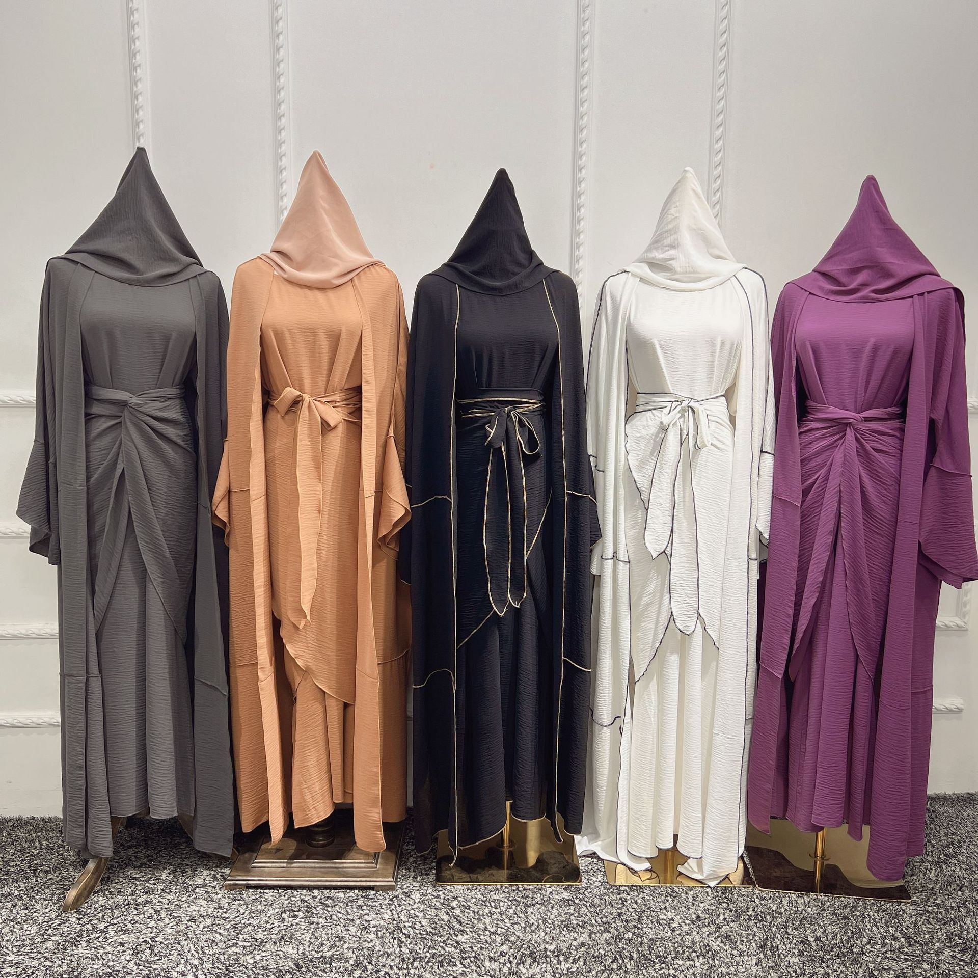 Elegant Fashion Summer Ladies Casual Dress Satin Abaya Muslim Long Dresses for Women