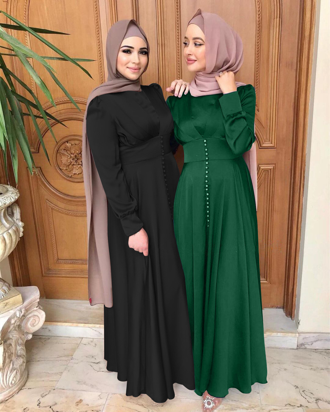 2024 Dubai Satin Modest Muslim Women Clothing Long Dresses Arabic Abaya Turkey Hijab Abaya Muslim Dress Abaya Women Muslim Dress